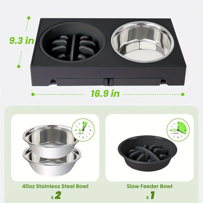 Aaponminimarket Dog Bowl Stand with 3 Bowls