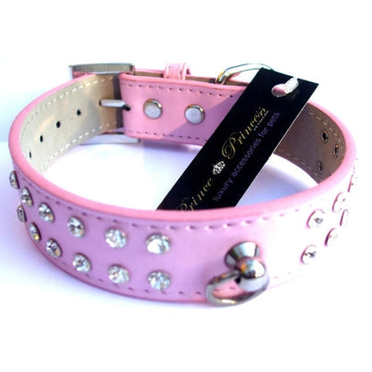 Aaponminimarket Double Row Crystal Rhinestone Dog Collars 10-20"