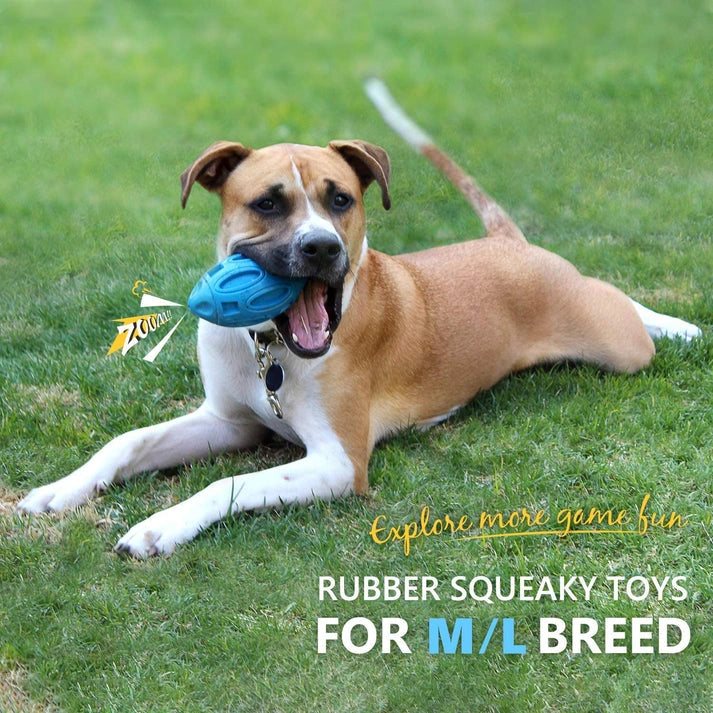 Aaponminimarket Durable Rubber Squeaky Rugby Dog Ball