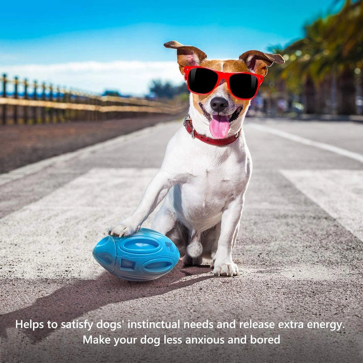 Aaponminimarket Durable Rubber Squeaky Rugby Dog Ball