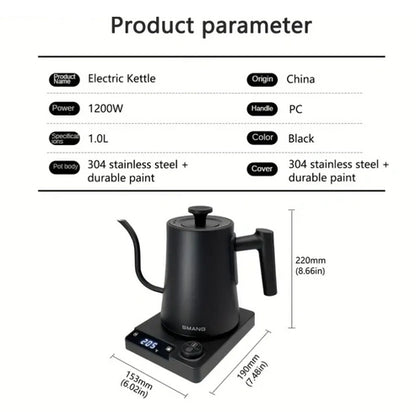 Aaponminimarket Electric Kettle Gooseneck Adjustable Temp (1200W)