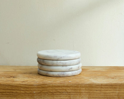 Aaponminimarket Emy Polished Round Marble Coasters Set