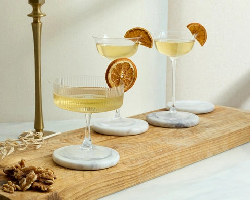Aaponminimarket Emy Polished Round Marble Coasters Set