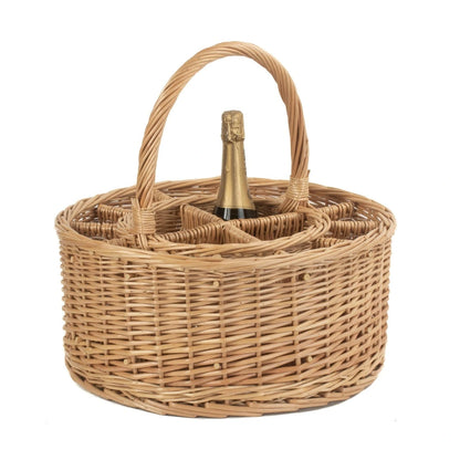Aaponminimarket Garden Wicker Drinks Basket Complete with 12 Glasses