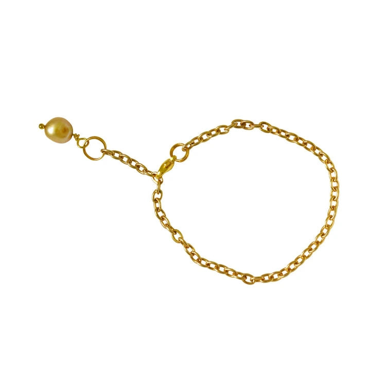 Aaponminimarket Gold freshwater pearl adjustable bracelet or anklet on gold plated chain | by Ifemi Jewels