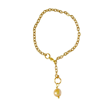 Aaponminimarket Gold freshwater pearl adjustable bracelet or anklet on gold plated chain | by Ifemi Jewels