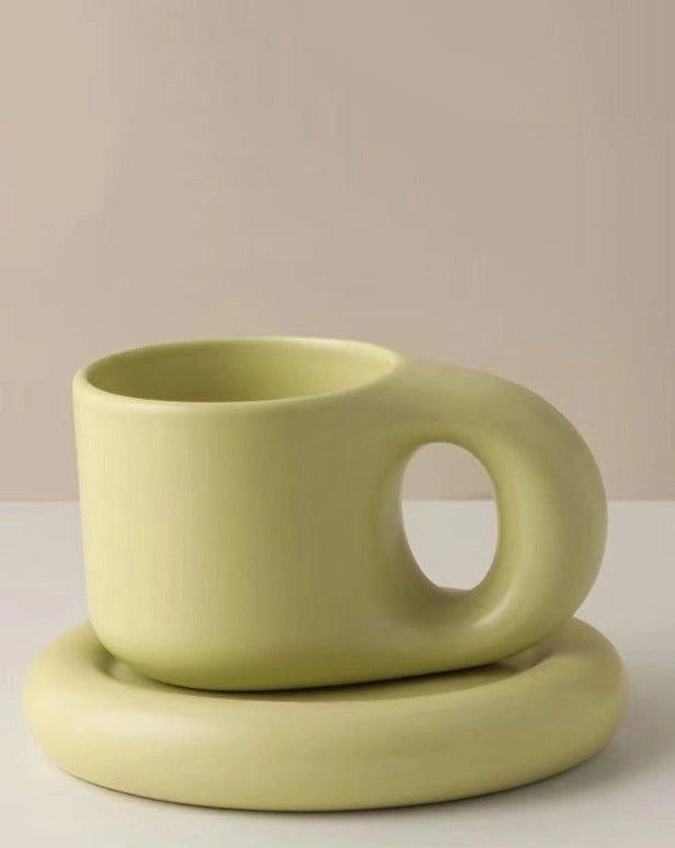 Aaponminimarket Handcrafted Bauhaus Ceramic Chubby Mugs