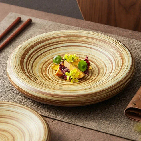 Aaponminimarket Handcrafted Spiral Stoneware Plate