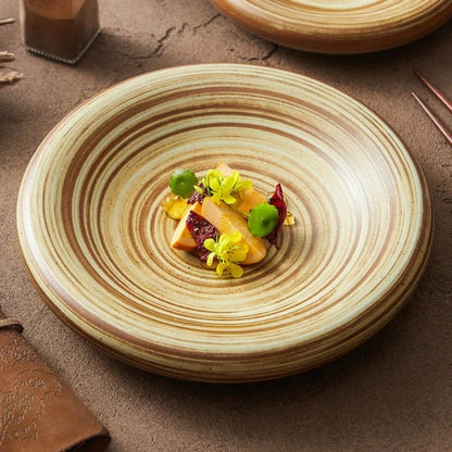 Aaponminimarket Handcrafted Spiral Stoneware Plate
