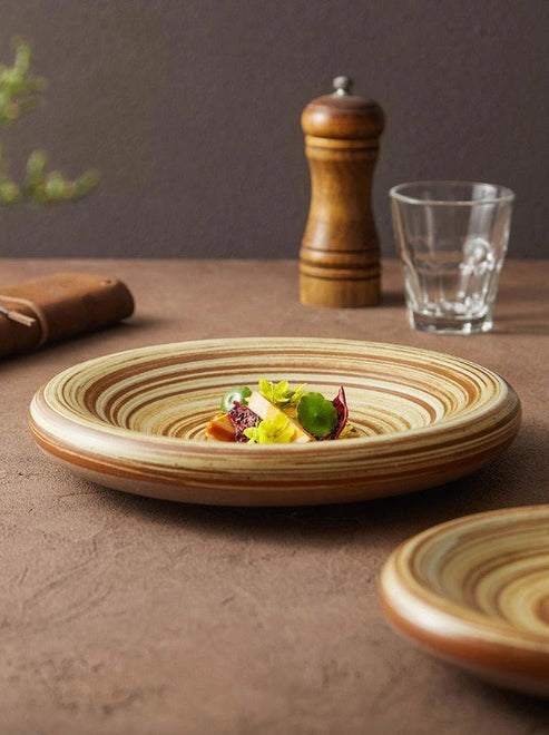 Aaponminimarket Handcrafted Spiral Stoneware Plate