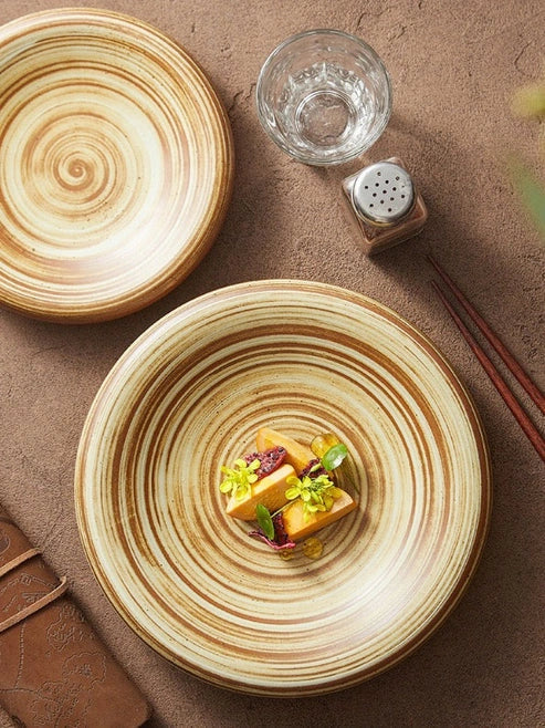 Aaponminimarket Handcrafted Spiral Stoneware Plate