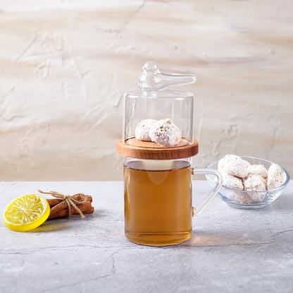 Aaponminimarket Handmade Glass Mug with Cookie Holder