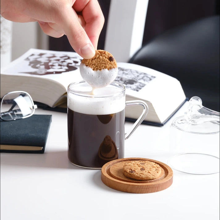 Aaponminimarket Handmade Glass Mug with Cookie Holder