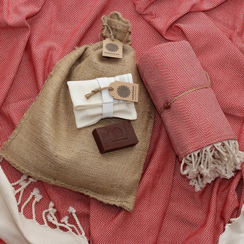 Aaponminimarket Herringbone Red Bath & Body Set (x5)