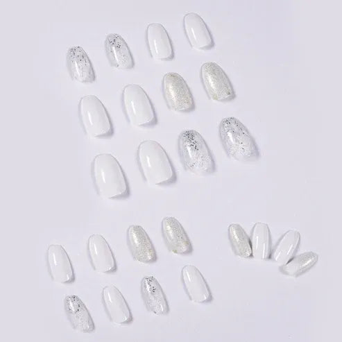 Aaponminimarket Ice Glitter Short Ballet Press-On Nails