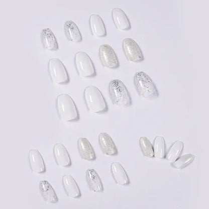 Aaponminimarket Ice Glitter Short Ballet Press-On Nails