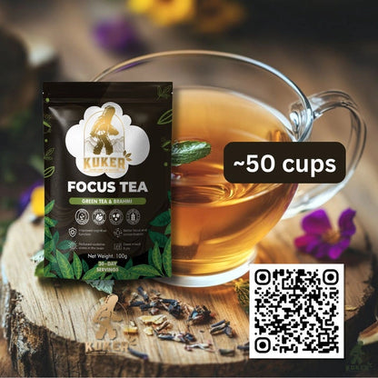Aaponminimarket KUKER® Focus Tea Loose Leaf 100g | Brain Boost Herbal Tea for Mental Clarity & Concentration