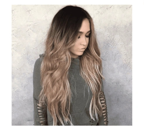 Aaponminimarket Korean Silk Gradient Long Curly Hair Wig