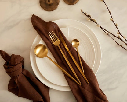 Aaponminimarket London Gold Stainless Steel Cutlery Sets