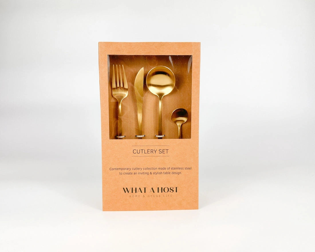 Aaponminimarket London Gold Stainless Steel Cutlery Sets