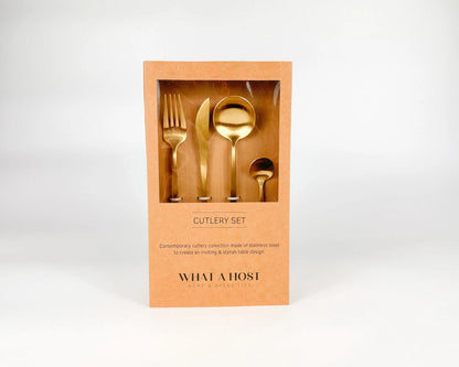 Aaponminimarket London Gold Stainless Steel Cutlery Sets