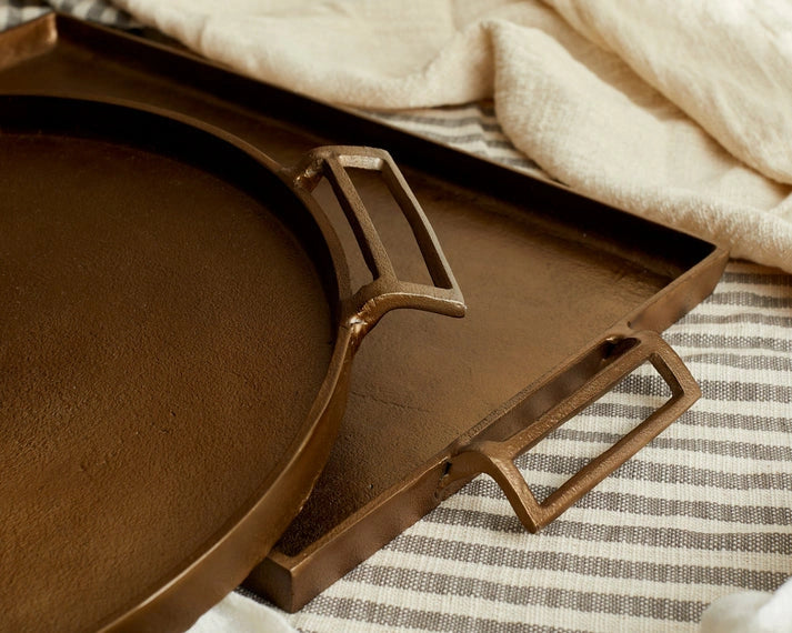 Aaponminimarket Lousine Rustic Bronze Rectangular Serving Tray