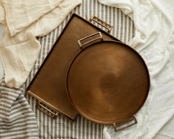 Aaponminimarket Lousine Rustic Bronze Rectangular Serving Tray