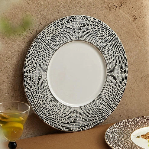 Aaponminimarket Luxury Mosaic Rim Porcelain Dinner Plate