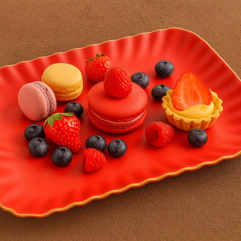Aaponminimarket Luxury Red Ceramic Serving Platter