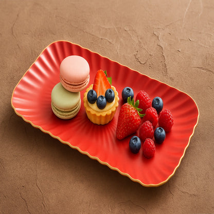 Aaponminimarket Luxury Red Ceramic Serving Platter