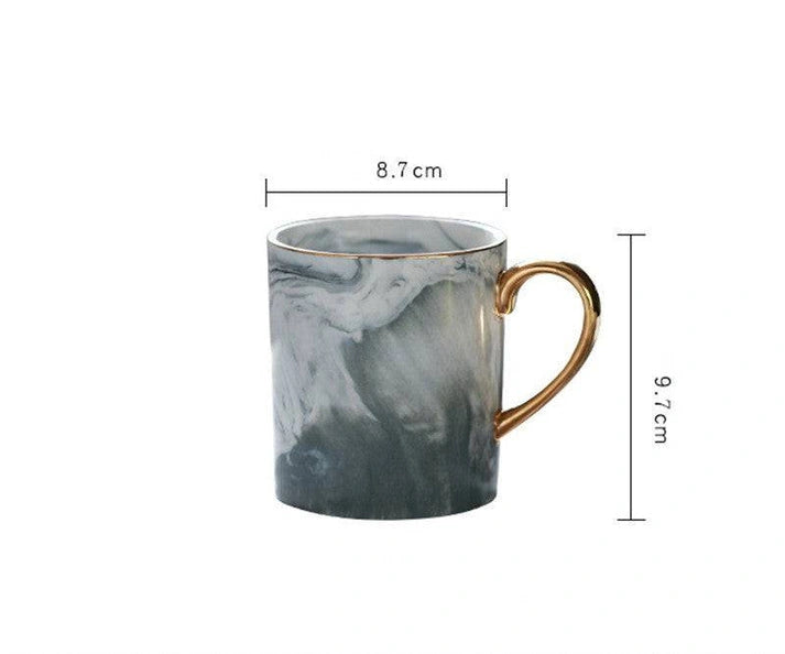 Aaponminimarket Marble Mug with Gold Handle
