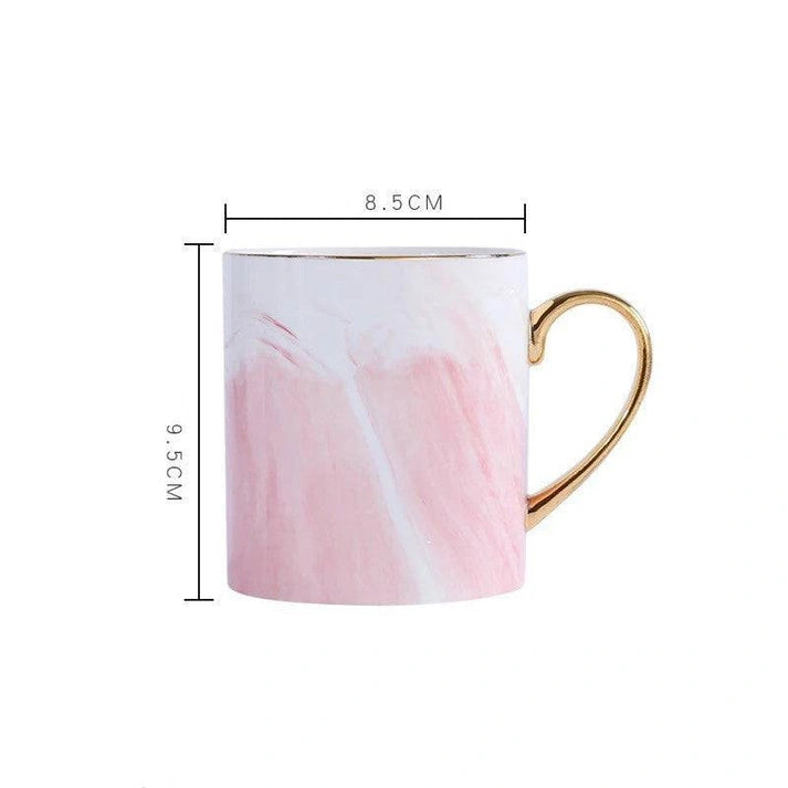 Aaponminimarket Marble Mug with Gold Handle