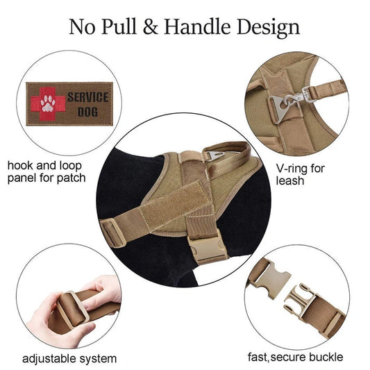 Aaponminimarket Military Tactical Dog Harness Patrol K9 Working Pet