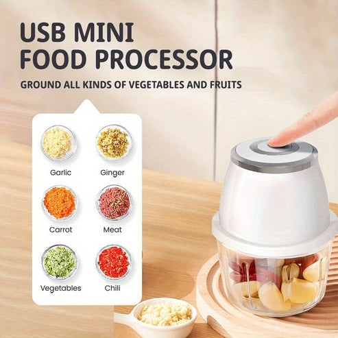 Aaponminimarket Mini USB Rechargeable Electric Food Processor