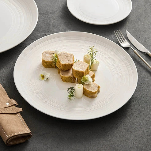Aaponminimarket Minimalist Line Pattern Ceramic Dinner Plate