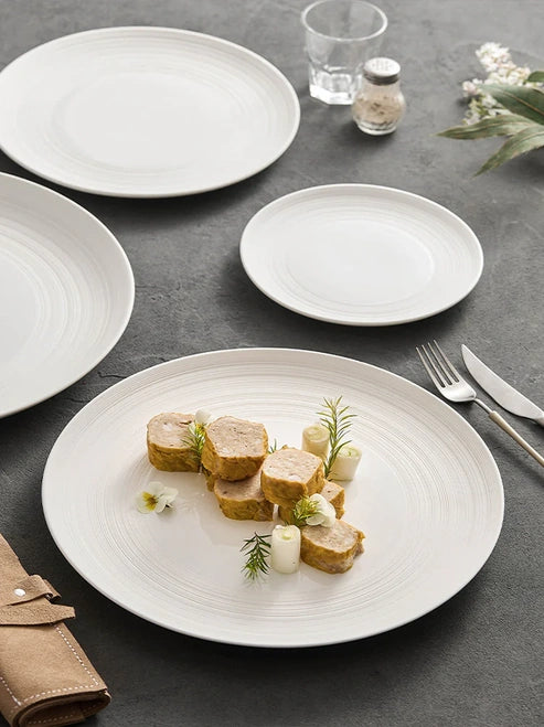 Aaponminimarket Minimalist Line Pattern Ceramic Dinner Plate