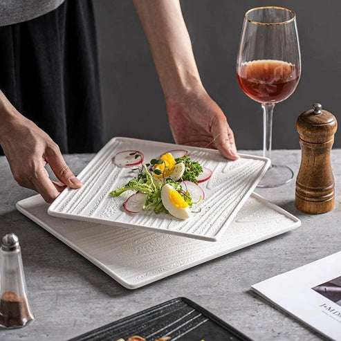 Aaponminimarket Modern Square Ceramic Dinner Plate