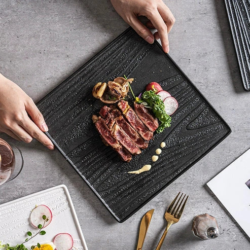 Aaponminimarket Modern Square Ceramic Dinner Plate
