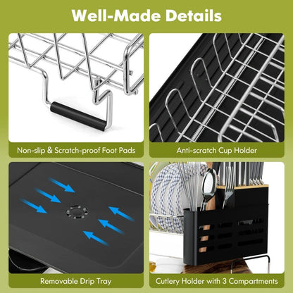 Aaponminimarket NNECW 2-Tier Detachable Dish Drying Rack