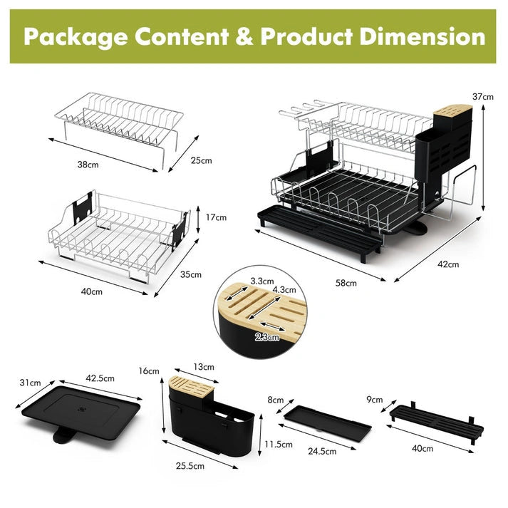 Aaponminimarket NNECW 2-Tier Detachable Dish Drying Rack