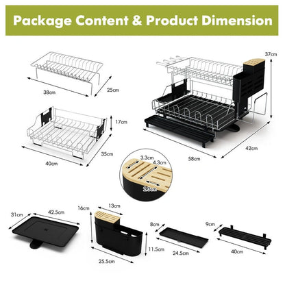 Aaponminimarket NNECW 2-Tier Detachable Dish Drying Rack