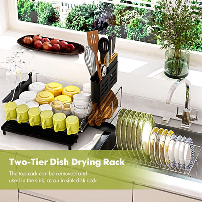 Aaponminimarket NNECW 2-Tier Detachable Dish Drying Rack