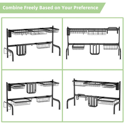Aaponminimarket NNECW 2-Tier Over Sink Adjustable Dish Drying Rack
