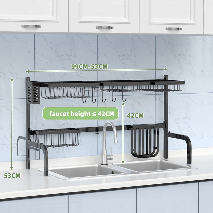 Aaponminimarket NNECW 2-Tier Over Sink Adjustable Dish Drying Rack