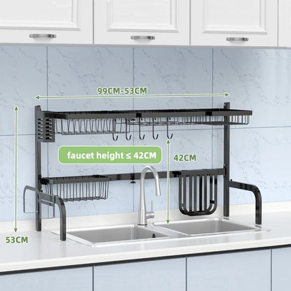 Aaponminimarket NNECW 2-Tier Over Sink Adjustable Dish Drying Rack