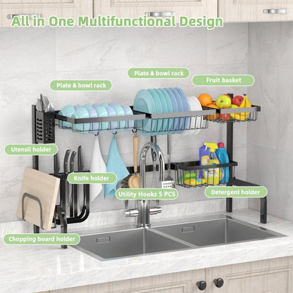 Aaponminimarket NNECW 2-Tier Over Sink Adjustable Dish Drying Rack