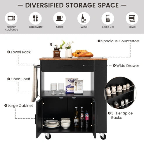 Aaponminimarket NNECW 3-Rack Kitchen Trolley