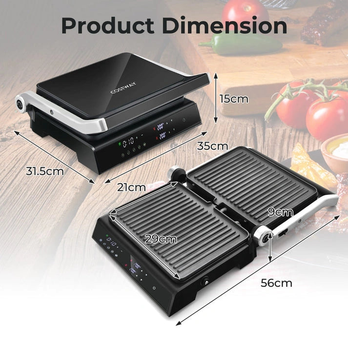 Aaponminimarket NNECW 3 in 1 Indoor Grill with Nonstick Grill Plates & Removable Drip Tray