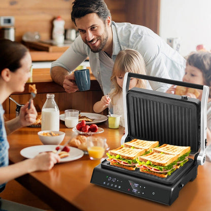 Aaponminimarket NNECW 3 in 1 Indoor Grill with Nonstick Grill Plates & Removable Drip Tray