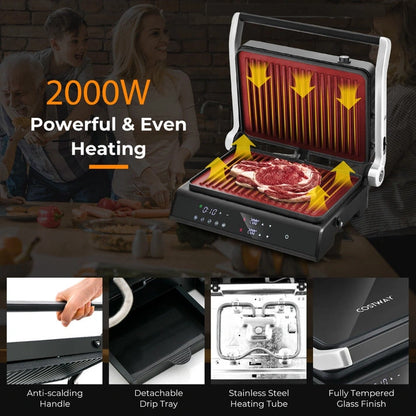 Aaponminimarket NNECW 3 in 1 Indoor Grill with Nonstick Grill Plates & Removable Drip Tray